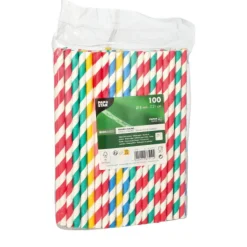 NEU Trinkhalme Pure aus Papier, Ø 8 mm, 21 cm, 100 Stück, Stripes