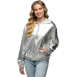 NEU Unisex-Kostüm Bomberjacke silber, mit Kapuze und Taschen, Gr. M