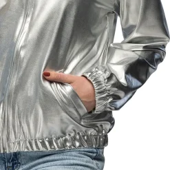 NEU Unisex-Kostüm Bomberjacke silber, mit Kapuze und Taschen, Gr. M