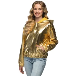 NEU Unisex-Kostüm Bomberjacke gold, mit Kapuze und Taschen, Gr. M