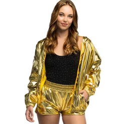 NEU Unisex-Kostüm Bomberjacke gold, mit Kapuze und Taschen, Gr. M