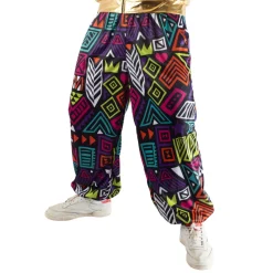NEU Unisex-Kostüm 80er-Jahre Hose mit buntem Print, Einheitsgröße