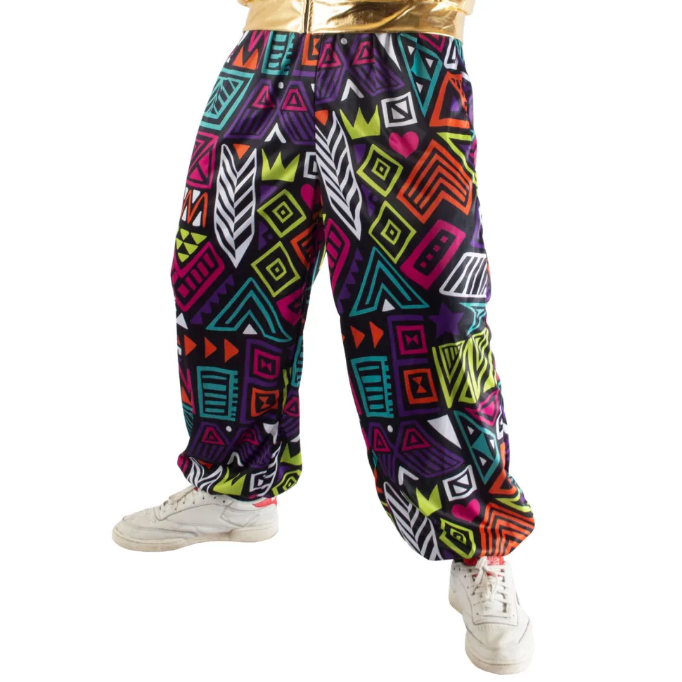 NEU Unisex-Kostüm 80er-Jahre Hose mit buntem Print, Einheitsgröße