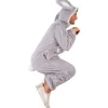 NEU Unisex-Kostüm Overall Kaninchen / Hase, grau-weiß, Einheitsgröße