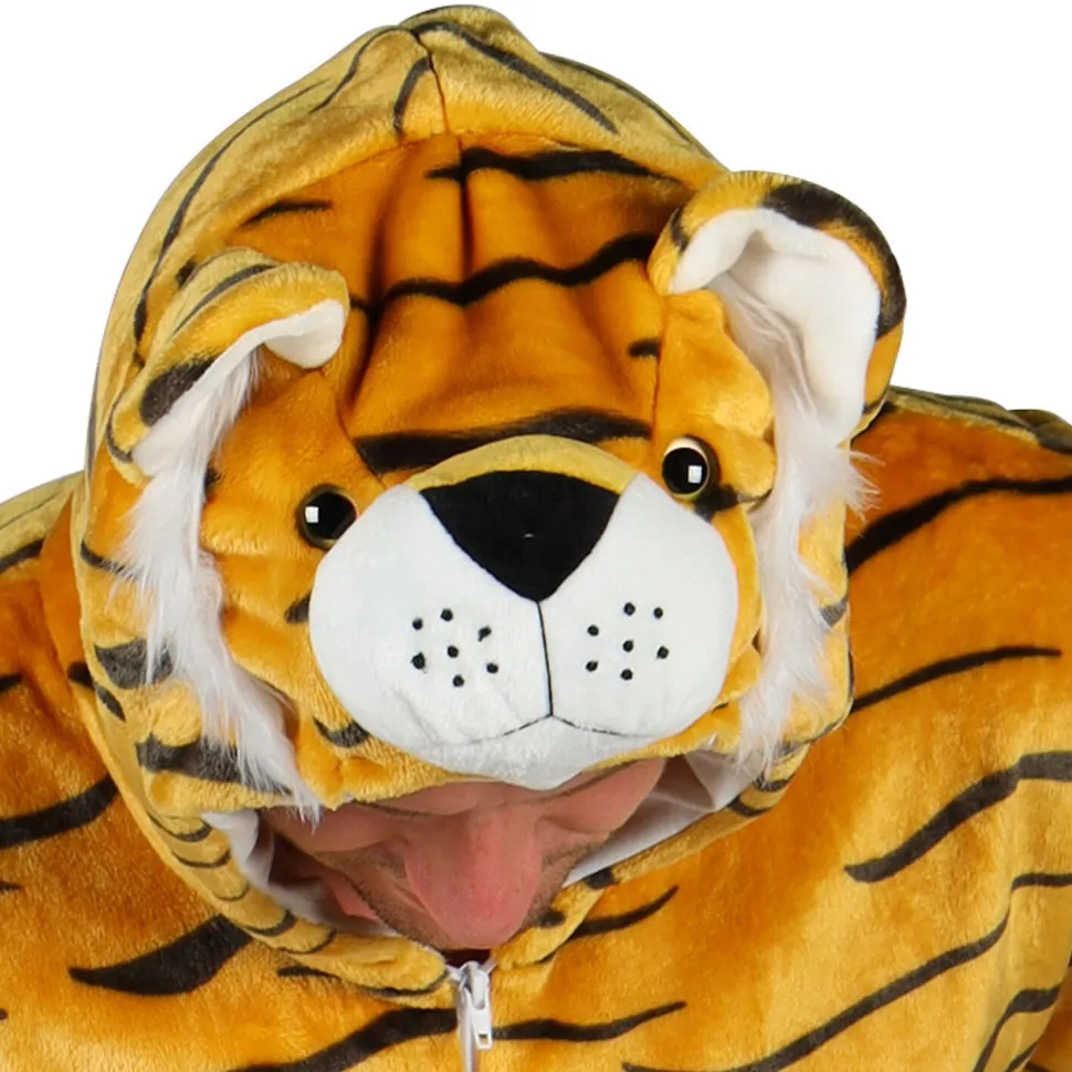 NEU Unisex-Kostüm Plüsch-Overall Tiger, braun-schwarz, Gr. XS-S