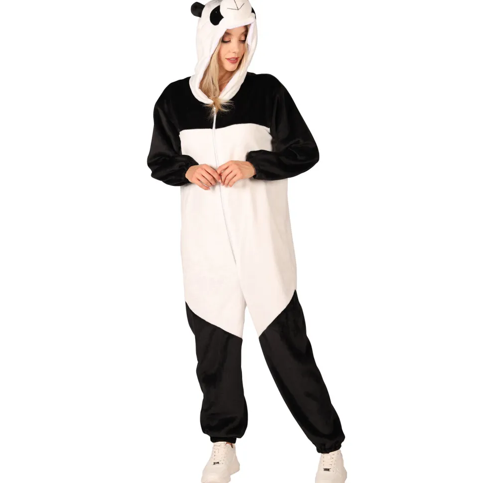 NEU Unisex-Kostüm Plüsch-Overall Panda, schwarz-weiß, Gr. XS-S