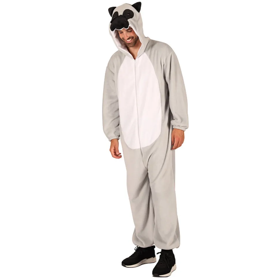 NEU Unisex-Kostüm Plüsch-Overall Hund, grau, Gr. XS-S