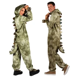 NEU Unisex-Kostüm Plüsch-Overall Dino, grün, Gr. XS-S