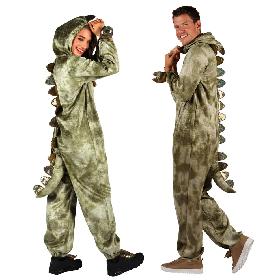 NEU Unisex-Kostüm Plüsch-Overall Dino, grün, Gr. XS-S