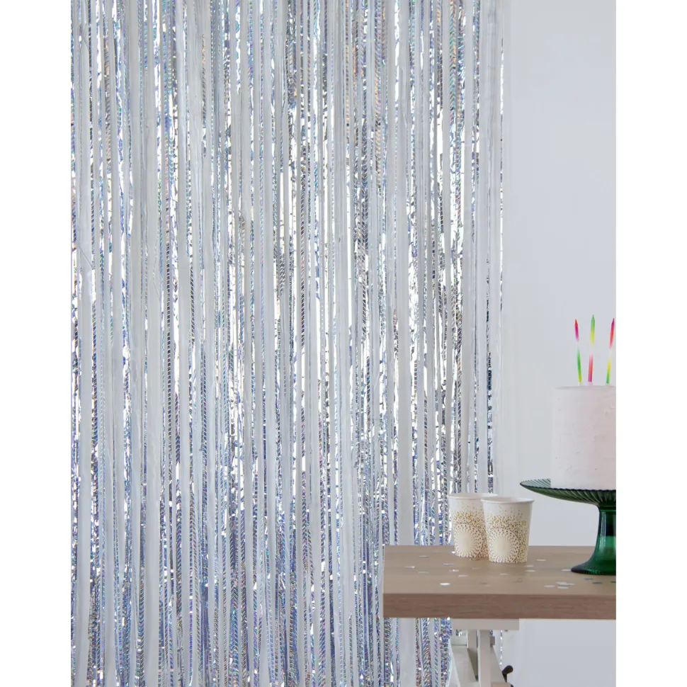 NEU Vorhang Lametta Laser Beam silber, 2m lang - 1m breit