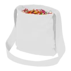 NEU Wurfbeutel weiß mit Futterstoff, 36x34cm, 71cm Träger, mit 2 Staufächern und breitem Trageriemen