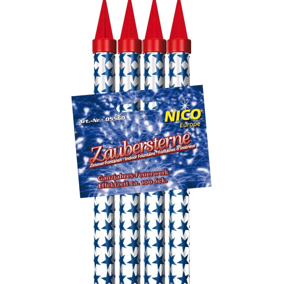 NEU Zaubersterne / Eisfontänen / Torten-Deko, Packung mit 4 Stück, ca. 100 sek Effektdauer