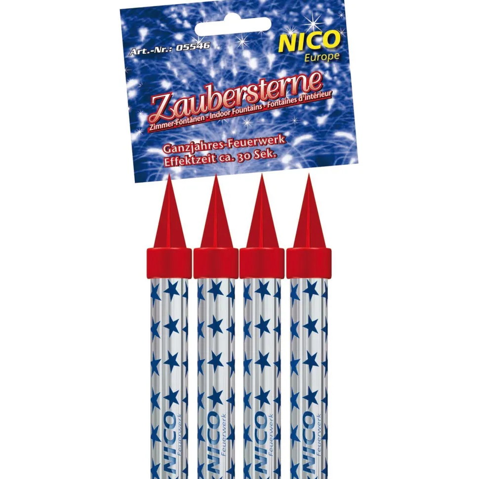 NEU Zaubersterne / Eisfontänen / Torten-Deko, Packung mit 4 Stück, ca. 30 sek Effektdauer
