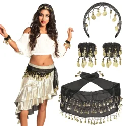 NEU Zubehör-Set Bauchtänzerin, mit Haarreif, Armbändern und Hüfttuch