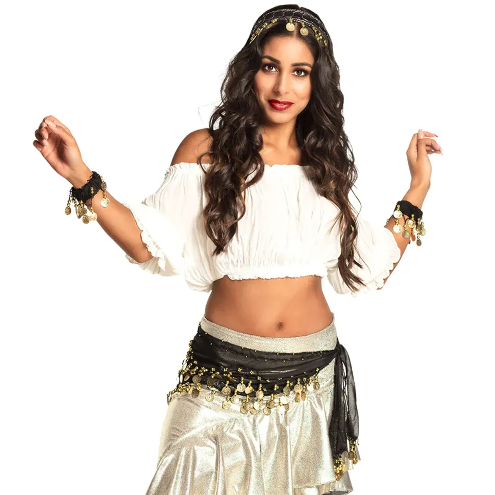 NEU Zubehör-Set Bauchtänzerin, mit Haarreif, Armbändern und Hüfttuch