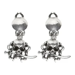 Ohrringe mit Piratentotenkopf, silber