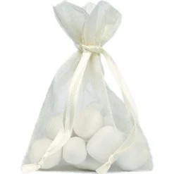 Organzasäckchen, Creme, 12 x 17 cm, 6 Stück