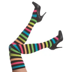 Overknees Rainbow, schwarz-bunt, Einheitsgröße