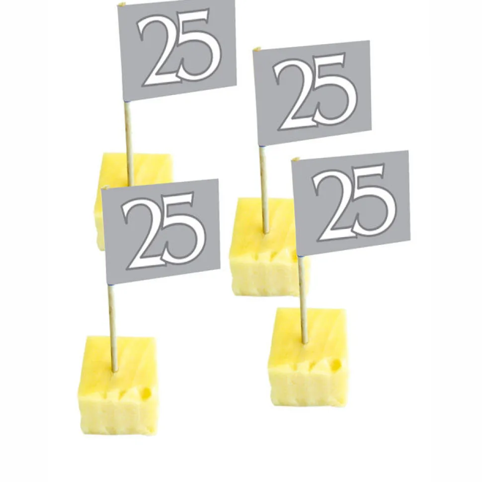 Party-Picker 25 Jahre, silber, 50 Stk.
