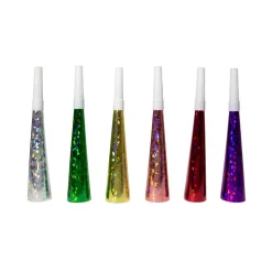 Party Tröten Holographisch bunt, 19 cm, 6 St.