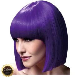 Perücke Damen Abgerundeter Bob, Pagenkopf mit Pony, gerade geschnitten, Premium-Qualität, Lola, violett