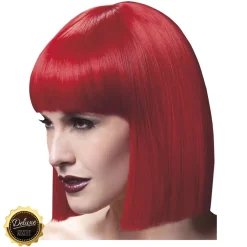 Perücke Damen Abgerundeter Bob, Pagenkopf mit Pony, gerade geschnitten, Premium-Qualität, Lola, rot
