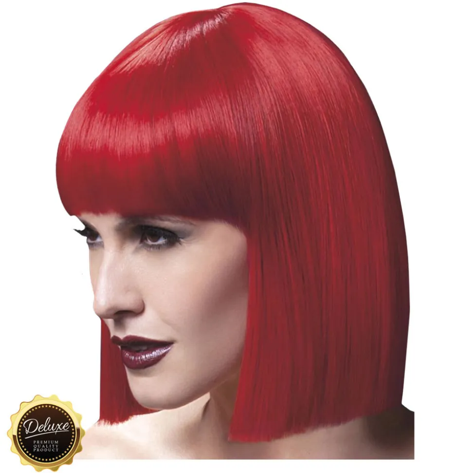 Perücke Damen Abgerundeter Bob, Pagenkopf mit Pony, gerade geschnitten, Premium-Qualität, Lola, rot