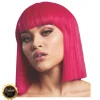 Perücke Damen Abgerundeter Bob, Pagenkopf mit Pony, gerade geschnitten, Premium-Qualität, Lola, magenta-pink