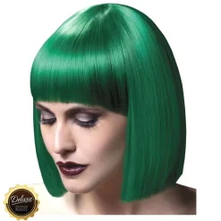 Perücke Damen Abgerundeter Bob, Pagenkopf mit Pony, gerade geschnitten, Premium-Qualität, Lola, grün