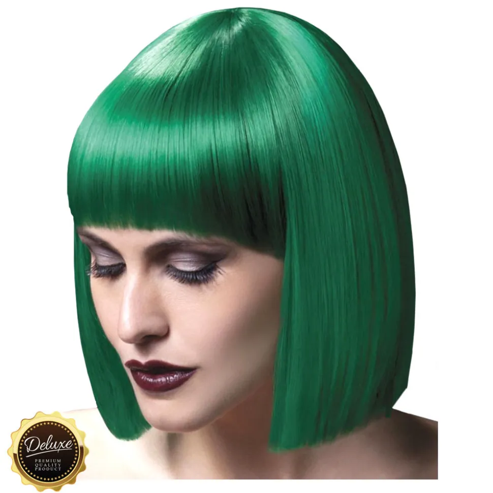 Perücke Damen Abgerundeter Bob, Pagenkopf mit Pony, gerade geschnitten, Premium-Qualität, Lola, grün