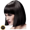 Perücke Damen Abgerundeter Bob, Pagenkopf mit Pony, gerade geschnitten, Premium-Qualität, Lola, braun