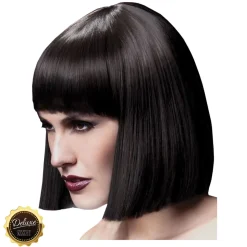 Perücke Damen Abgerundeter Bob, Pagenkopf mit Pony, gerade geschnitten, Premium-Qualität, Lola, braun