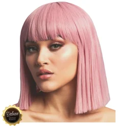 Perücke Damen Abgerundeter Bob, Pagenkopf mit Pony, gerade geschnitten, Premium-Qualität, Lola, aschrosa