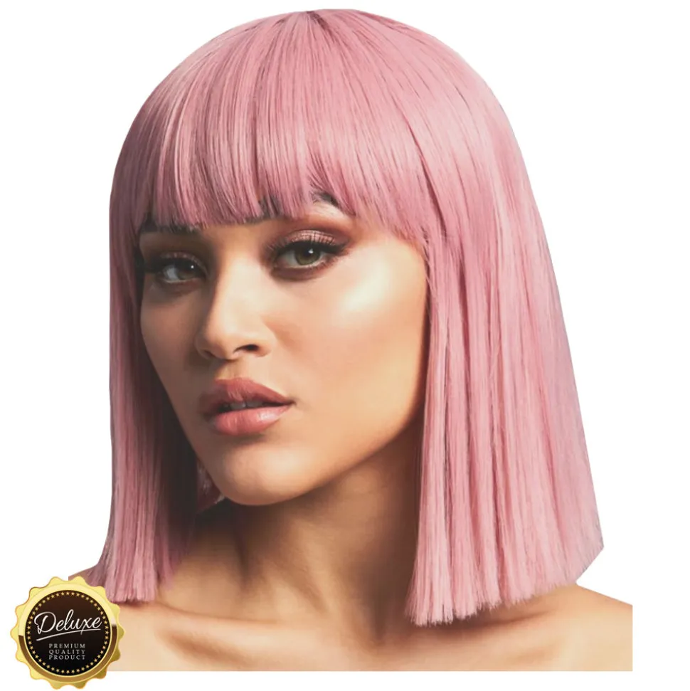Perücke Damen Abgerundeter Bob, Pagenkopf mit Pony, gerade geschnitten, Premium-Qualität, Lola, aschrosa