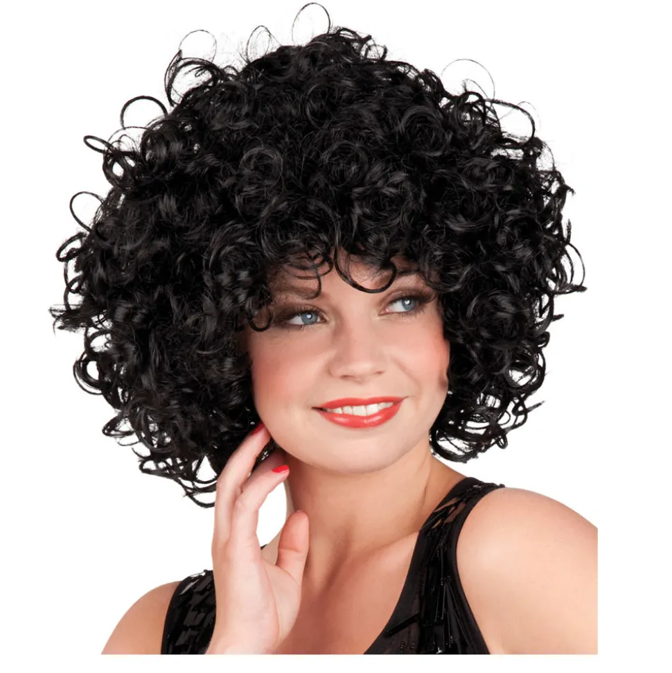Perücke Damen Candice gelockt, schwarz