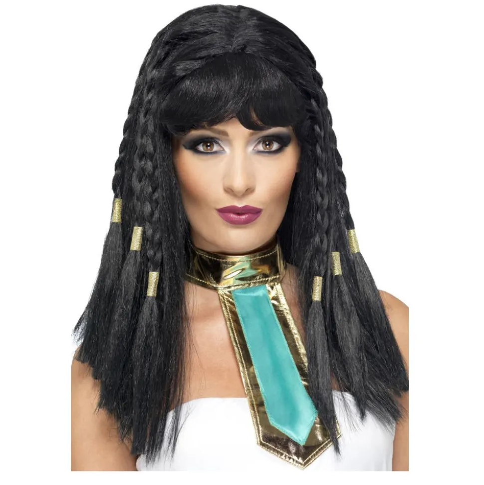 Perücke Damen Cleopatra, geflochten, schwarz