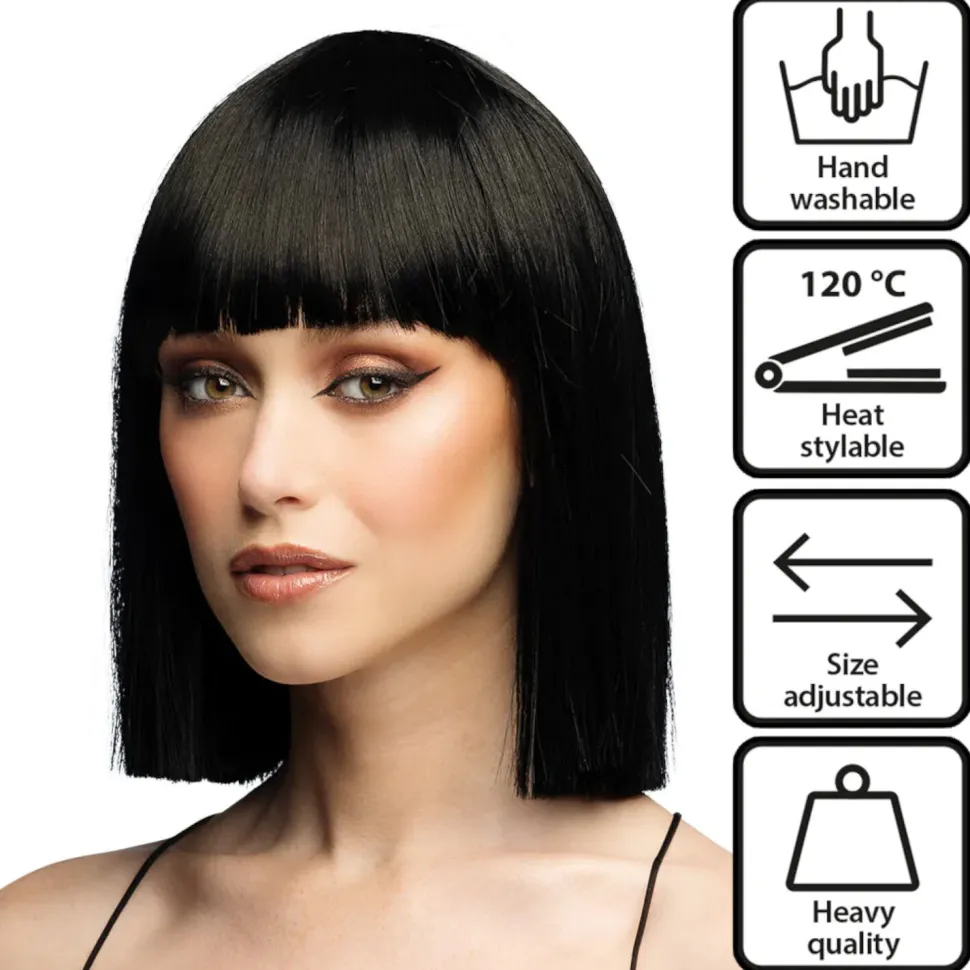 Perücke Damen Djamilla, Longbob, Premium-Qualität, Schwarz