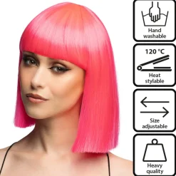 Perücke Damen Djamilla, Longbob, Premium-Qualität, Pink