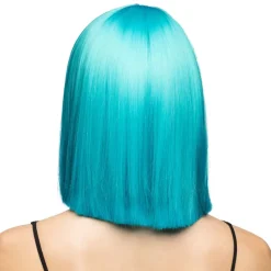 Perücke Damen Djamilla, Longbob, Premium-Qualität, Türkis