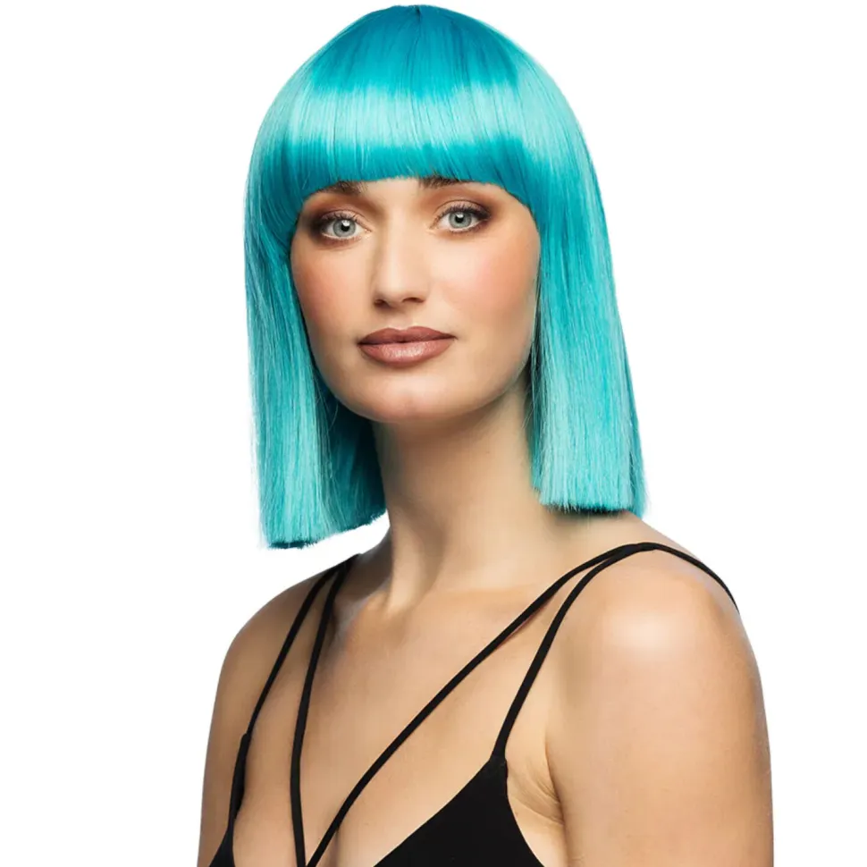 Perücke Damen Djamilla, Longbob, Premium-Qualität, Türkis