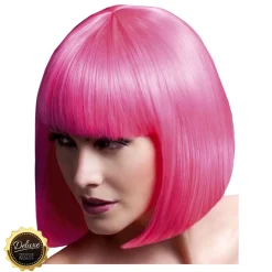 Perücke Damen Eleganter Bob, Pagenkopf mit Pony, Premium-Qualität, Elise, neon-rosa