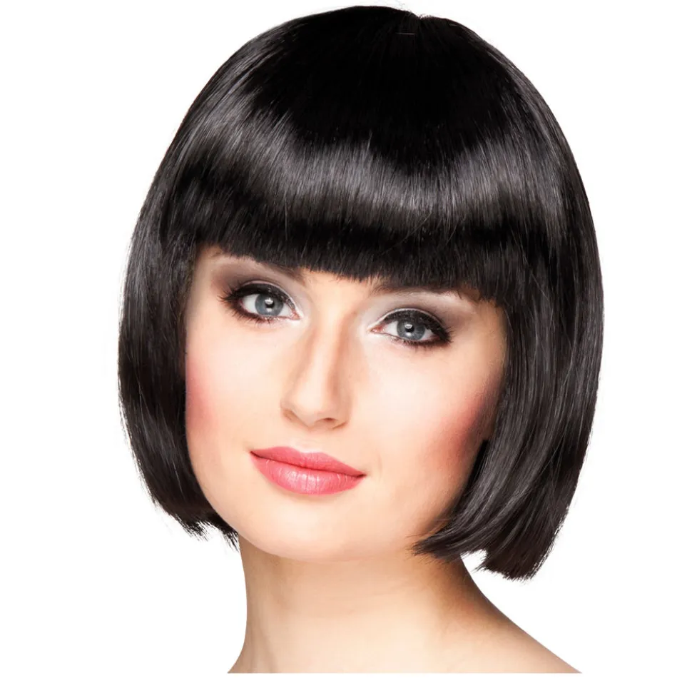 Perücke Damen Foxy Bob, Pagenkopf mit Pony, Cabaret, schwarz