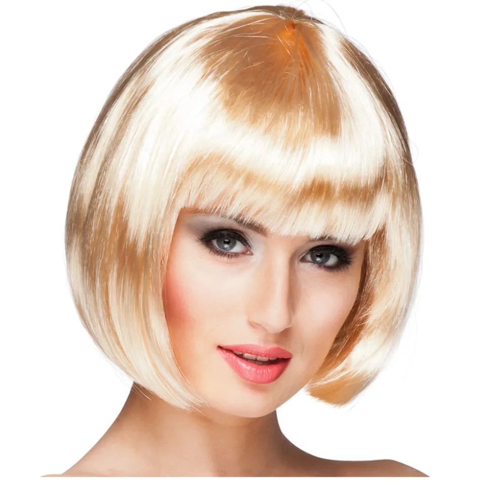 Perücke Damen Foxy Bob, Pagenkopf mit Pony, Cabaret, blond