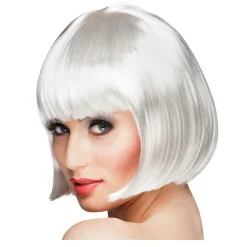 Perücke Damen Foxy Bob, Pagenkopf mit Pony, Cabaret, weiß