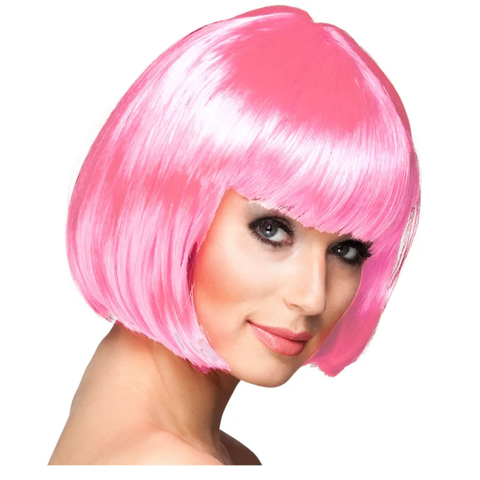Perücke Damen Foxy Bob, Pagenkopf mit Pony, Cabaret, pink