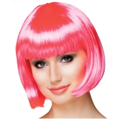 Perücke Damen Foxy Bob, Pagenkopf mit Pony, Cabaret, hotpink