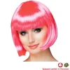 Perücke Damen Foxy Bob, Pagenkopf mit Pony, Cabaret, hotpink - SPARPACK mit 12 Stück