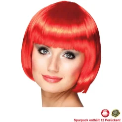 Perücke Damen Foxy Bob, Pagenkopf mit Pony, Cabaret, rot - SPARPACK mit 12 Stück
