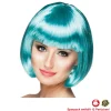 Perücke Damen Foxy Bob, Pagenkopf mit Pony, Cabaret, türkis - SPARPACK mit 12 Stück
