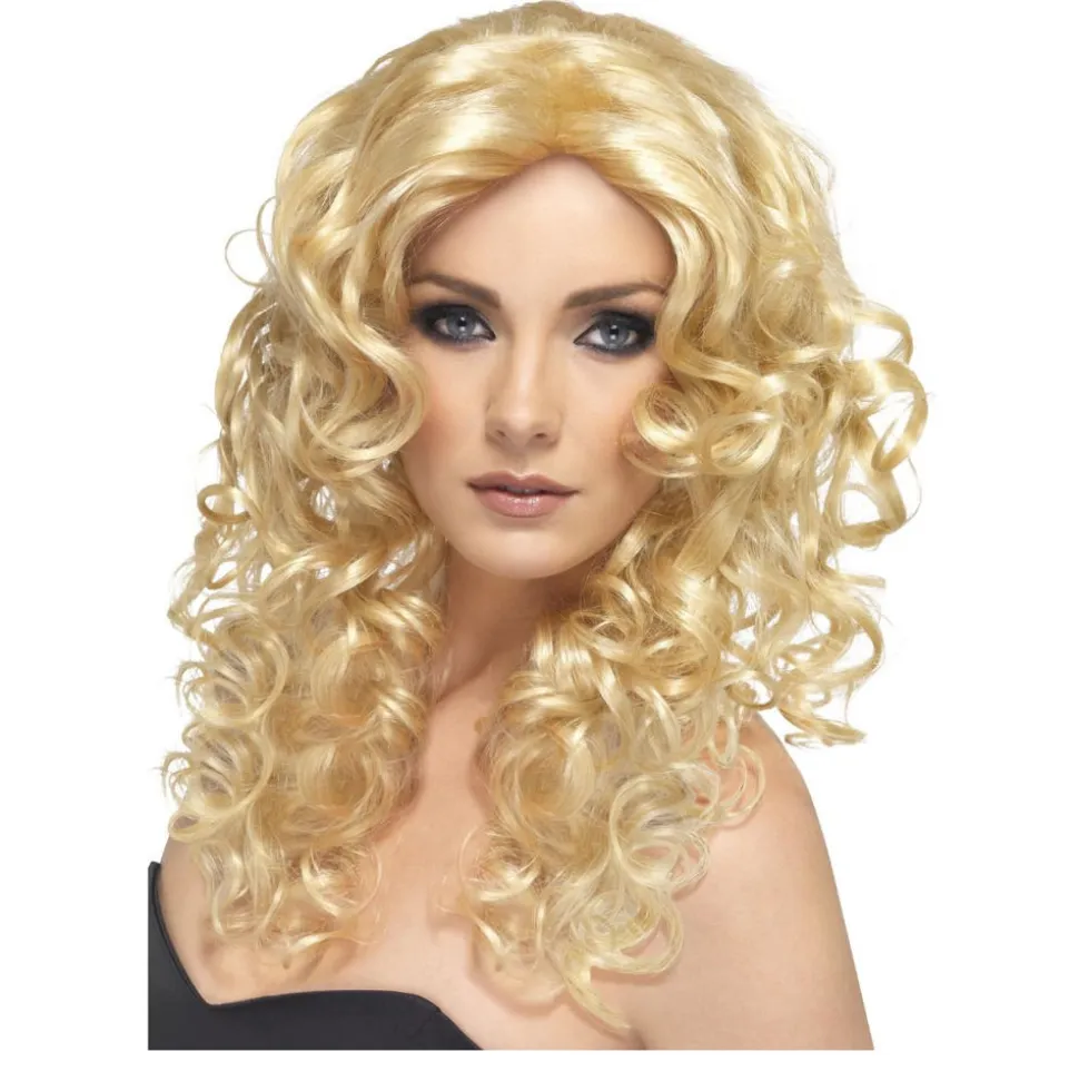 Perücke Damen Halblang mit Mittelscheitel gelockt, Glamour, blond